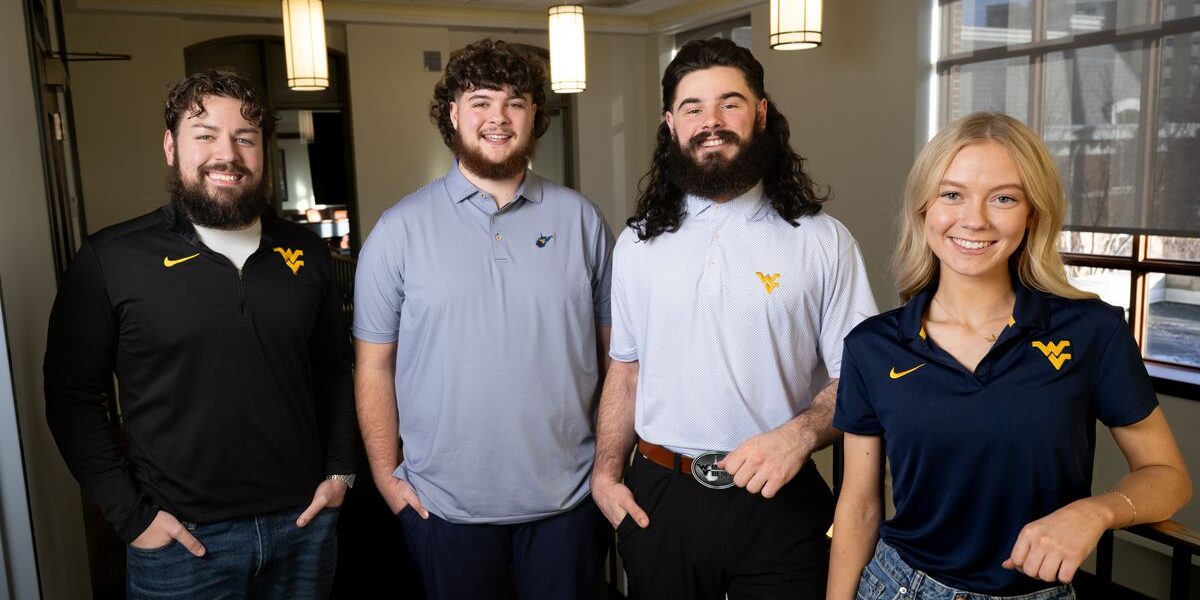 The finalists being considered for the 71st Mountaineer mascot position pose for portraits, on Friday, Feb. 14, 2025, at Erickson Alumni Center, in Morgantown, W.Va. (WVU Photo/Matt Sunday)